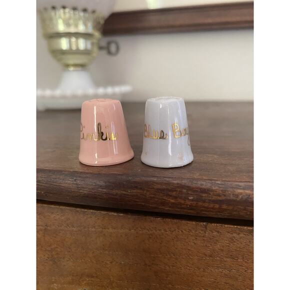 Vintage Heirloom Editions Thimbles Blue Boy & Pinkie Porcelain Cottagecore - Picture 3 of 4